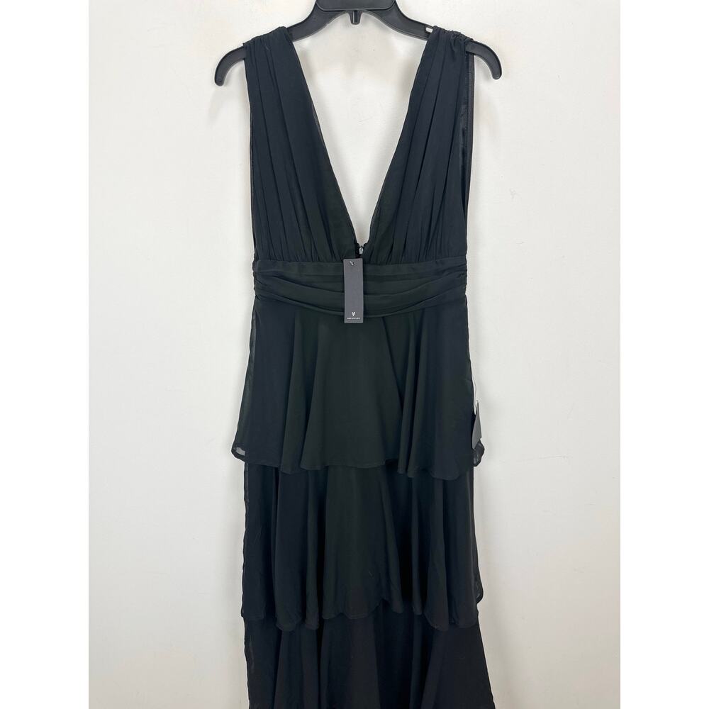 Lulus Amazing Evening Black Tiered Maxi Dress Chiffon Formal Evening Medium NWT - Picture 7 of 11